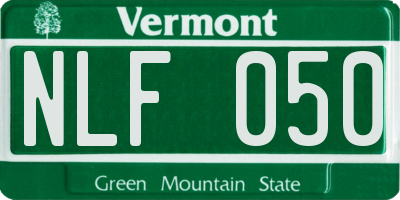 VT license plate NLF050