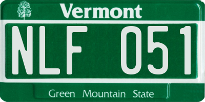 VT license plate NLF051