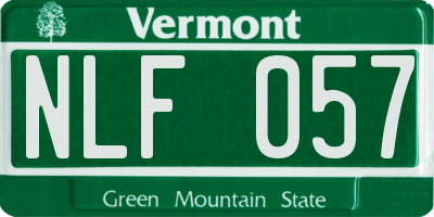 VT license plate NLF057