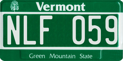 VT license plate NLF059