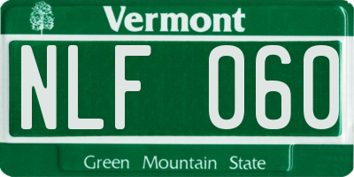 VT license plate NLF060