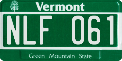 VT license plate NLF061