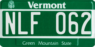 VT license plate NLF062