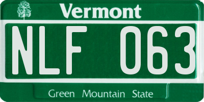 VT license plate NLF063