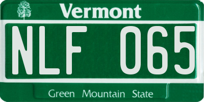 VT license plate NLF065