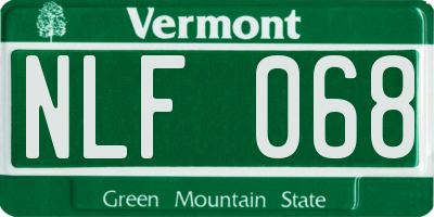 VT license plate NLF068