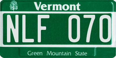 VT license plate NLF070
