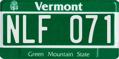 VT license plate NLF071