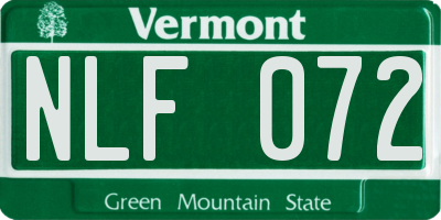 VT license plate NLF072