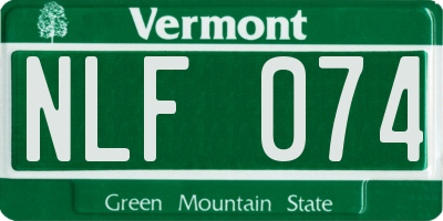 VT license plate NLF074
