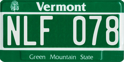 VT license plate NLF078