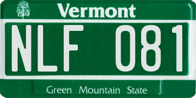 VT license plate NLF081