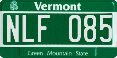 VT license plate NLF085