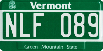 VT license plate NLF089