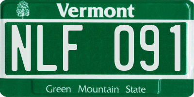 VT license plate NLF091