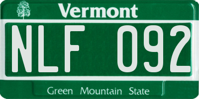 VT license plate NLF092