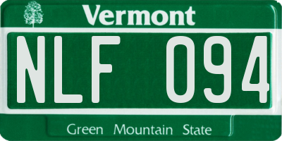 VT license plate NLF094