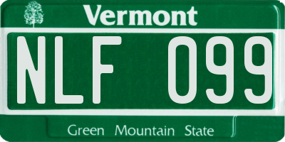 VT license plate NLF099
