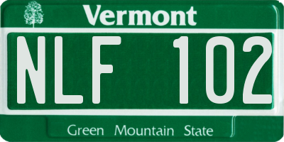 VT license plate NLF102