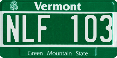 VT license plate NLF103