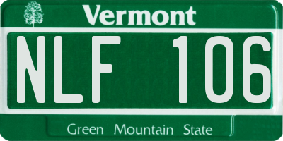 VT license plate NLF106