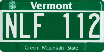 VT license plate NLF112