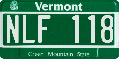 VT license plate NLF118