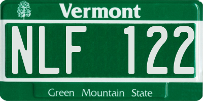 VT license plate NLF122