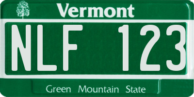 VT license plate NLF123