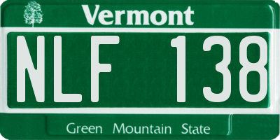 VT license plate NLF138