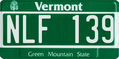 VT license plate NLF139