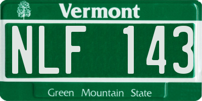 VT license plate NLF143