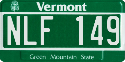 VT license plate NLF149