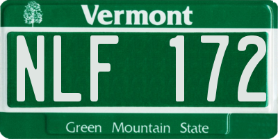 VT license plate NLF172