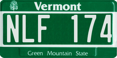 VT license plate NLF174