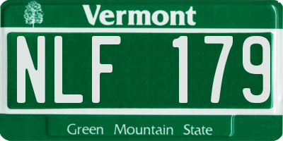 VT license plate NLF179