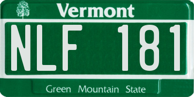 VT license plate NLF181