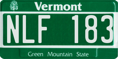 VT license plate NLF183