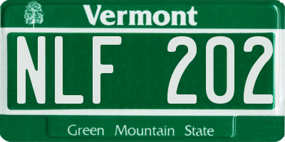 VT license plate NLF202