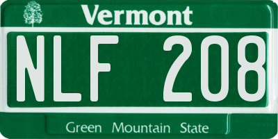 VT license plate NLF208