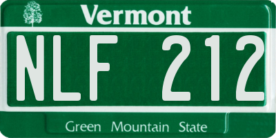 VT license plate NLF212