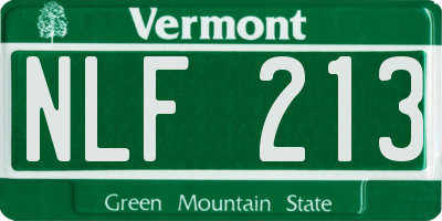 VT license plate NLF213