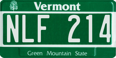 VT license plate NLF214