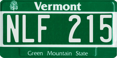 VT license plate NLF215