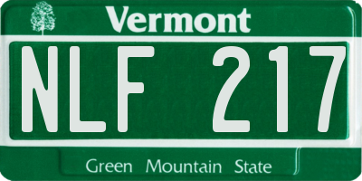 VT license plate NLF217