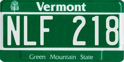 VT license plate NLF218
