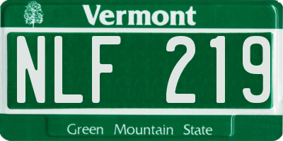 VT license plate NLF219