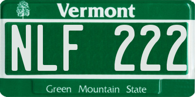 VT license plate NLF222