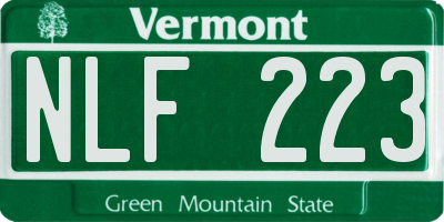 VT license plate NLF223
