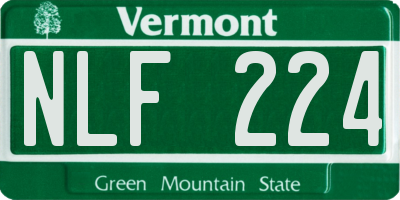 VT license plate NLF224